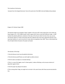 The Investiture Controversy Excerpts from the Original Electronic
