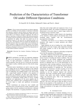 Prediction of the Characteristics of Transformer Oil