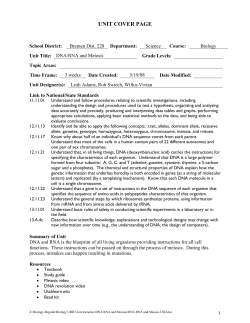 DNA/RNA and Meiosis - Bremen High School District 228
