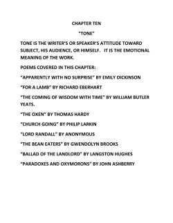 CHAPTER TEN &ldquo;TONE&rdquo; TONE IS THE WRITER`S OR SPEAKER`S