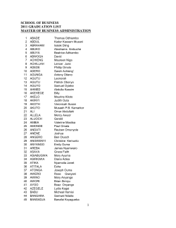 SCHOOL OF BUSINESS 2011 GRADUATION LIST MASTER OF