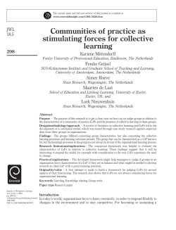 Communities of practice as stimulating forces for collective learning