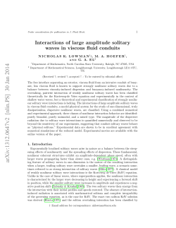 Interactions of large amplitude solitary waves in viscous fluid conduits