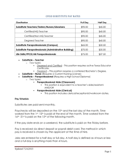 CFISD SUBSTITUTE PAY RATES Pay Schedule Substitutes are