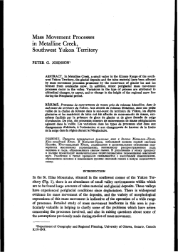 Mass Movement Processes in Metalline Creek, Southwest Yukon