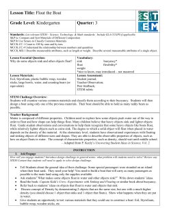 Lesson Title: Float the Boat Grade Level: Kindergarten Quarter: 3