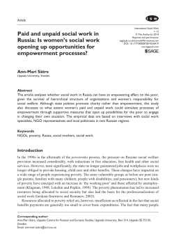 Paid and unpaid social work in Russia: Is women`s social