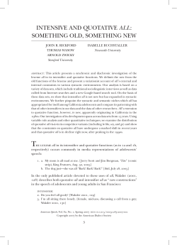 IntensIve and QuotatIve ALL: somethIng old, somethIng new