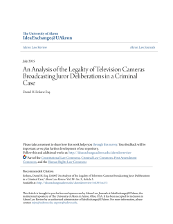 An Analysis of the Legality of Television Cameras Broadcasting