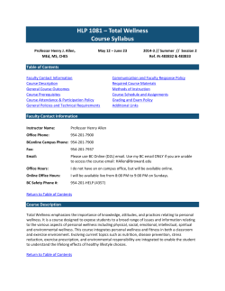 HLP 1081 &ndash; Total Wellness Course Syllabus