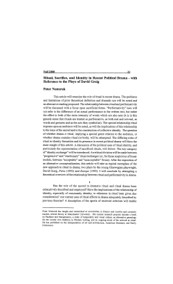 Ritual, Sacrifice, and Identity in Recent Political Drama