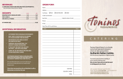 C A T E R I N G - Toninos Pizza and Pasta