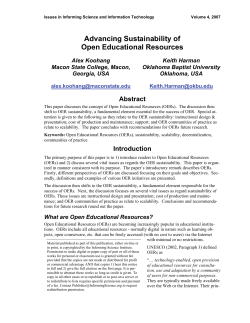 Advancing Sustainability of Open Educational Resources