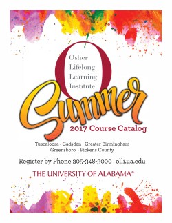2017 Summer Catalog - Now Available! - OLLI
