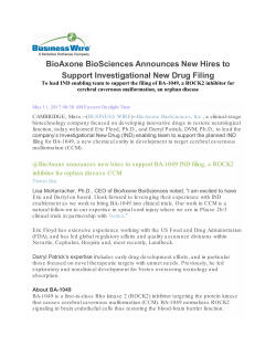 BioAxone BioSciences Announces New Hires to Support