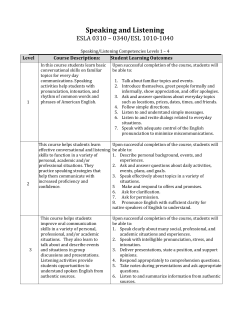 Speaking and Listening