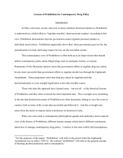 Lessons of Prohibition for Contemporary Drug Policy