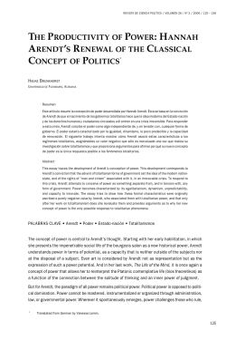 the productivity of power: hannah arendt`s renewal of the classical