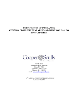 Certificates of Insurance: Common Problems That Arise and What
