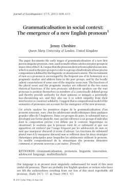 Grammaticalisation in social context: The