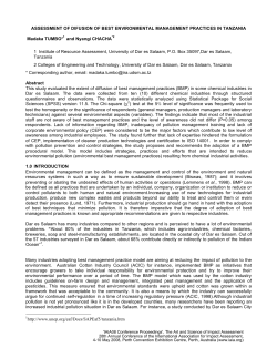 ASSESSMENT OF DIFUSION OF BEST ENVIRONMENTAL
