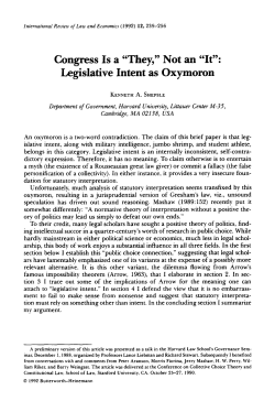 Congress Is a "They," Not an "It": Legislative Intent as Oxymoron
