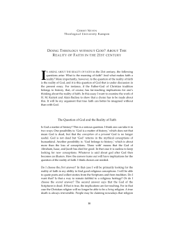 Doing Theology Without God? About the Reality of Faith in the 21st