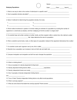 Log #9 (5/10) Populations worksheet