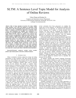 SLTM: A Sentence Level Topic Model for Analysis of Online Reviews