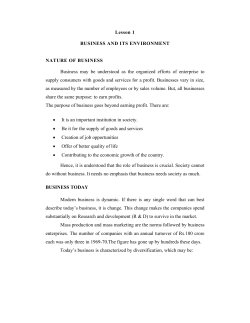 Lesson 1 BUSINESS AND ITS ENVIRONMENT NATURE OF