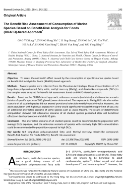 The Benefit Risk Assessment of Consumption of Marine Species