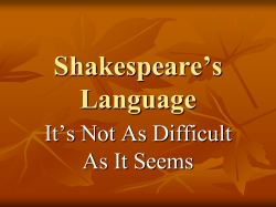 Shakespeare`s Language - Stanhope School District