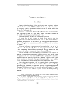 Psychosis and Identity - The University of Alabama | School of Law