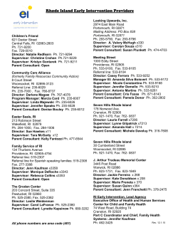 List of Early Intervention Providers - Rhode Island Parent Information