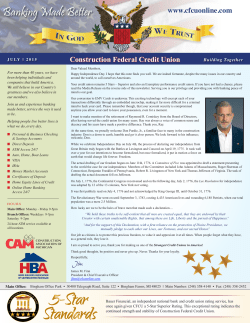July 2015 Newsletter - Construction Federal CU