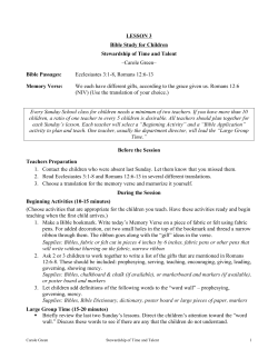 LESSON 3 Bible Study for Children Stewardship of Time and Talent