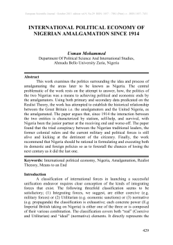 international political economy of nigerian amalgamation since 1914