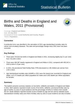Births and Deaths in England and Wales, 2011