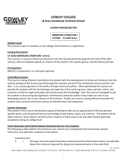 LIT2550 - Cowley College