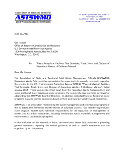 Comments on Revisions to "Waste Analysis at Facilities