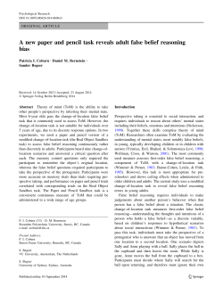 A new paper and pencil task reveals adult false belief reasoning bias