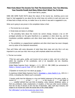 Plain Facts About The Income Tax That The