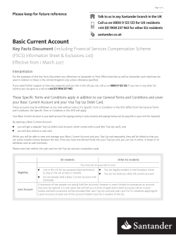 Basic Current Account Key Facts Document