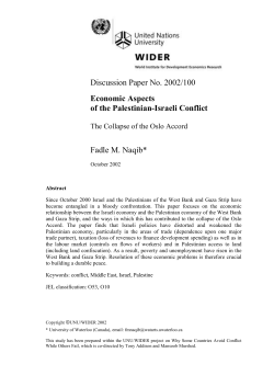 Economic Aspects of the Palestinian-Israeli Conflict