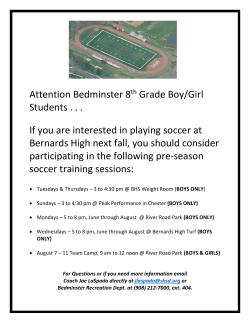 Bernards HS Pre Season Soccer for 8th Grade Boys/Girls