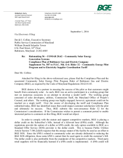 September 1, 2016 Via Electronic Filing David J. Collins, Executive