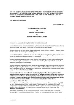 Severn Trent`s Comment on Ancala declaring that