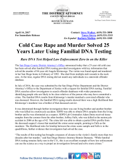 Cold Case Solved with Familial DNA