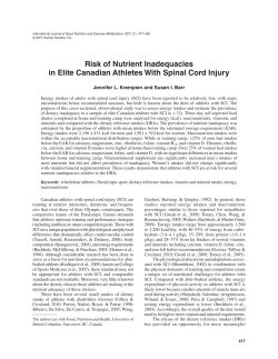 Risk of Nutrient Inadequacies in Elite Canadian Athletes With Spinal
