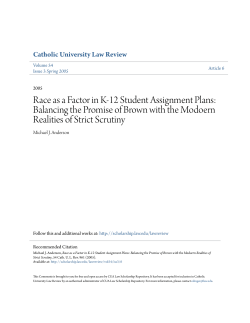 Race as a Factor in K-12 Student Assignment Plans